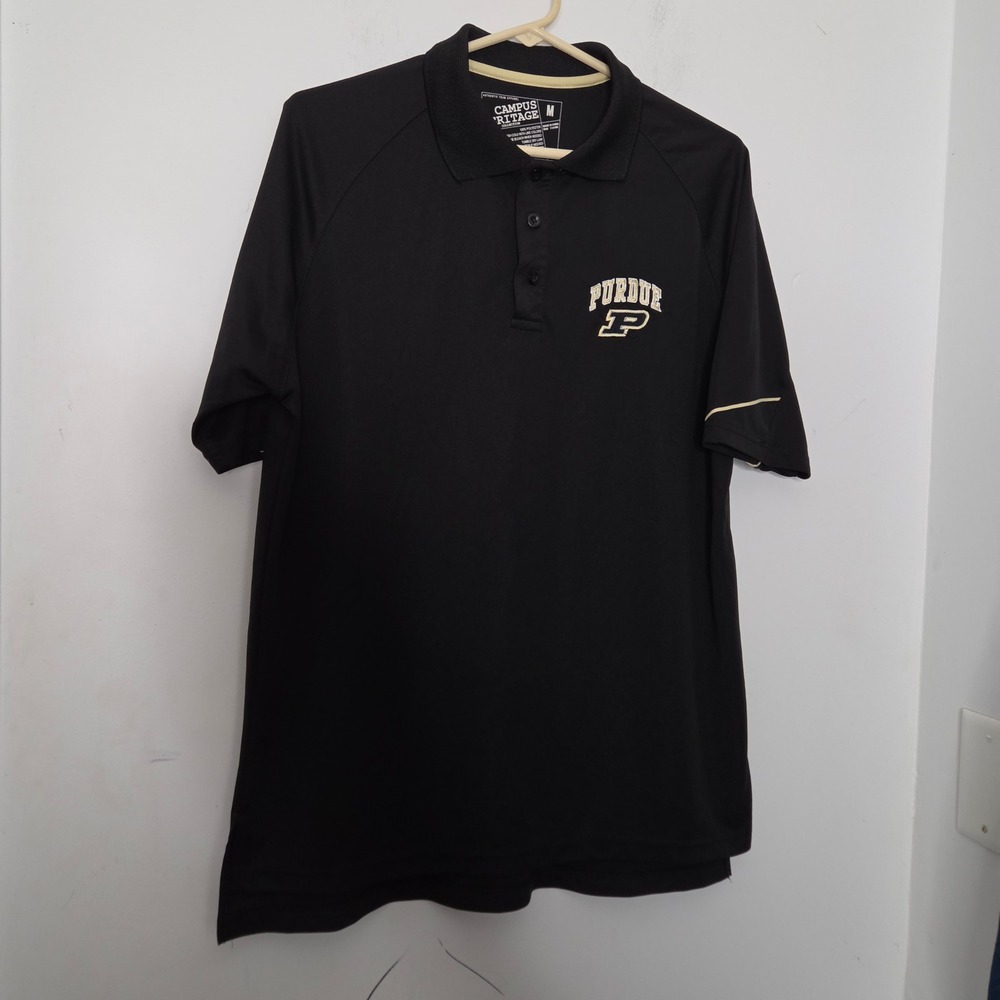Campus Heritage Purdue Boilermakers Mens Black Short Sleeve Polo Shirt Medium